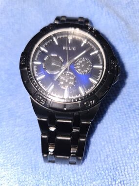 Relic Black Stainless Steel Chronograph Watch